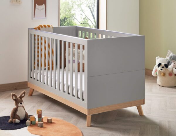 light grey cot bed